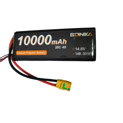 Bonka 10000mAh 14.8V 4S 25C Lithium Polymer Battery for FPV Drones, UAVs & RC Aircraft