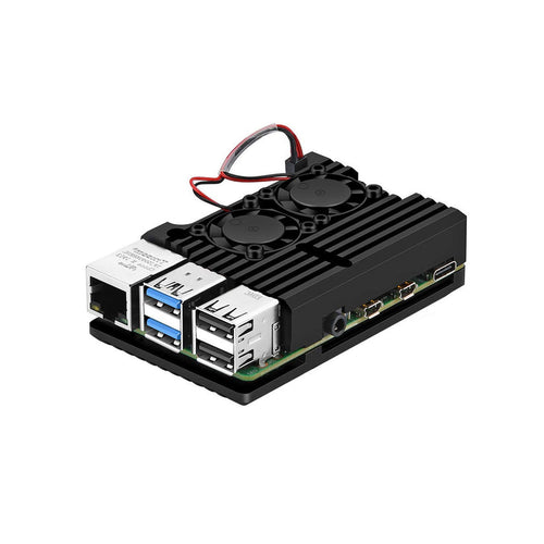 Raspberry Pi 4 Aluminum Armour Case with Dual Cooling Fans & Heatsink for Raspberry Pi 4 Model B/4B - F230230