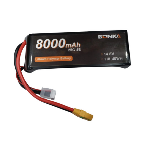 Bonka 8000mAh 14.8V 4S 25C LiPo Battery with XT90 Plug for FPV Drones, UAVs & RC Aircraft