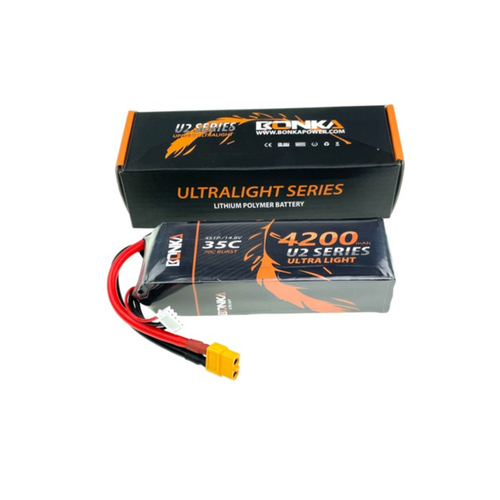 Bonka 4200mAh 14.8V 4S 35C LiPo Battery for FPV Drones, UAVs & RC Vehicles