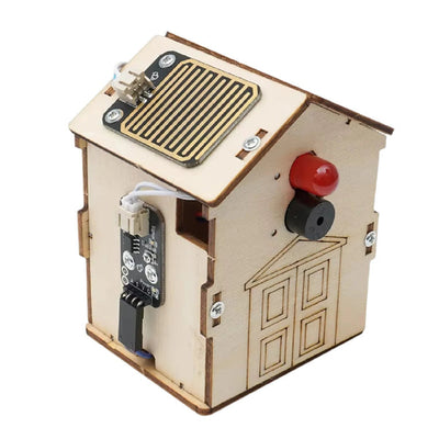 DIY Wooden Rain Detector Kit for Kids & Students Water Drop Sensor STEM Science Project Educational Electronics Learning Kit - F640650