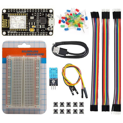 IoT Starter Kit with NodeMCU ESP8266 (WiFi) – Sensors, LEDs, Breadboard & Jumper Wires Bundle -F13046