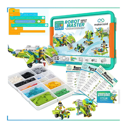 Makerzoid 200-in-1 Programmable Robotics Kit DIY STEM Robot Kit with 200+ Projects for Kids  Ages 7-10  - F71035