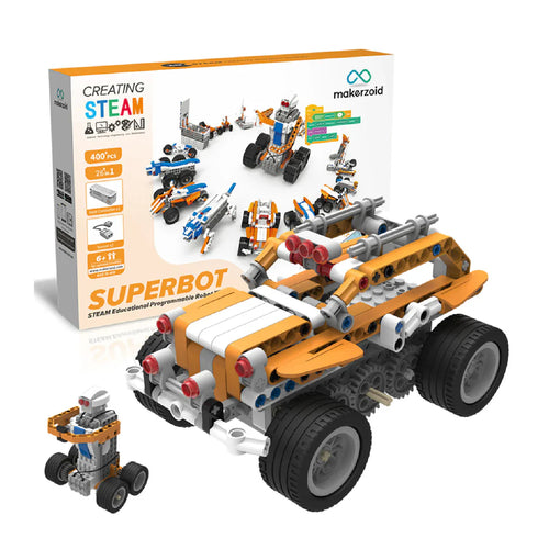 Makerzoid SUPERBOT 26-in-1 Coding Robot Kit – STEM Programmable App-Controlled Robotics Kit for Kids - F71037