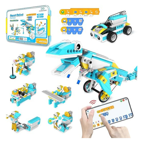 Makerzoid 200-in-1 Coding Robot Kit Scratch Programmable Educational Robotics Toy for Kids with Remote Control Building Recommended for Ages 4-7 - F71036